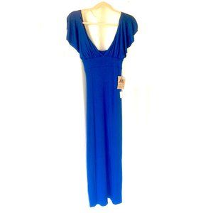 NWT Blue flutter sleeve Maxi Dress